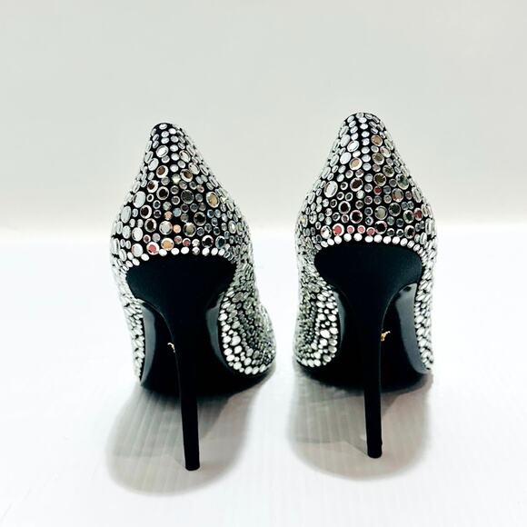 Versace Pumps 40/US 10 Black Crystal Embellished Leather Heel NIB $1,450 - Picture 10 of 14